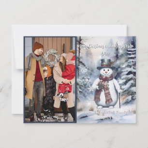 Cartes Pour Fêtes Annuelles Charmant Snowman aquarelle Forêt d'hiver Photo