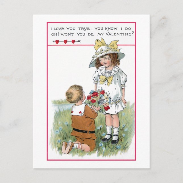 Cartes Pour Fêtes Annuelles Charmant Vintage Valentine Enfants (Devant)