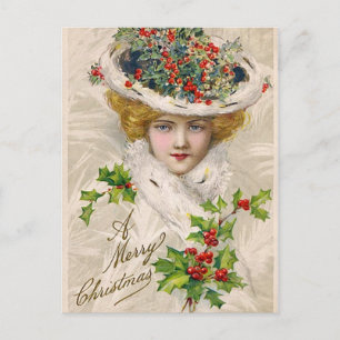 Cartes Pour Fêtes Annuelles Charmante Dame de Noël