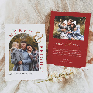 Cartes Pour Fêtes Annuelles Charme chic rouge Joyeux & Lumineux Arche Photo