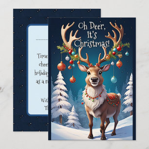 Cartes Pour Fêtes Annuelles Charme de Noël de rennes fantaisistes
