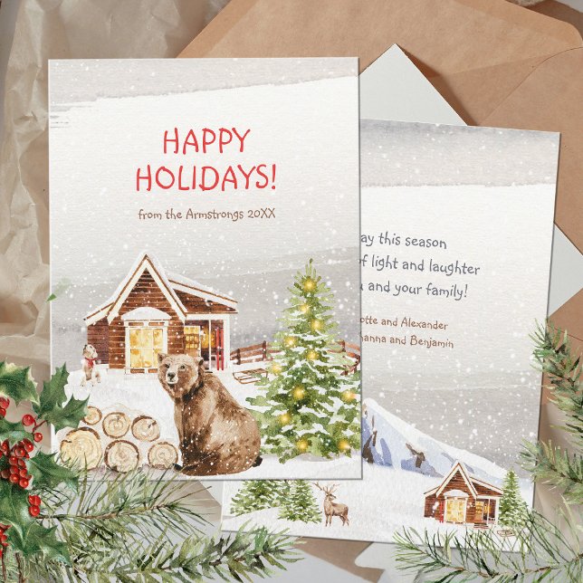 Cartes Pour Fêtes Annuelles Charme Farmhouse Animaux de Noël (Cozy Farm Animals Christmas Holiday Card ©Susanne Sachers - Sunny Mind 🌞)