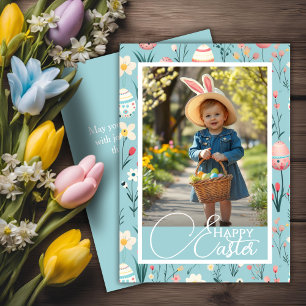 Cartes Pour Fêtes Annuelles Charme Floral & Oeufs Joyeux Pâques Photo personna