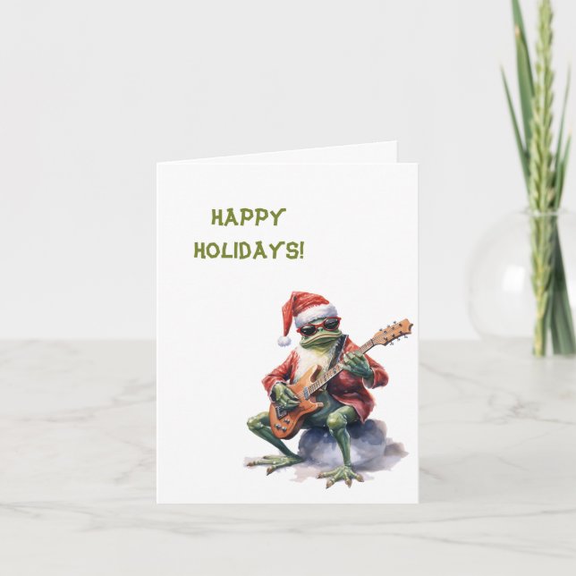 Cartes Pour Fêtes Annuelles Charme personnalisé Funny Christmas Frog Band (Devant)