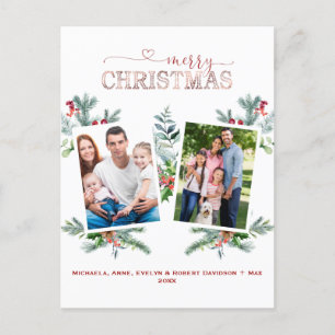 Cartes Pour Fêtes Annuelles Charme Photo Rose Gold Joyeux Noël Calligraphie
