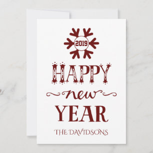 Cartes Pour Fêtes Annuelles Charme Rouge et Blanc Bonne Année