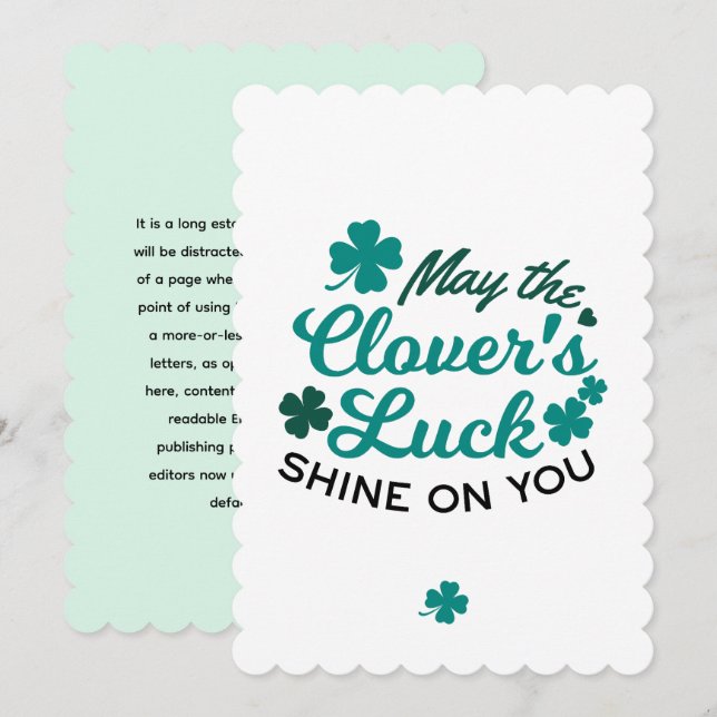 Cartes Pour Fêtes Annuelles Charme Trèfle Chanceux - Que la Chance du Trèfle B (Devant / Derrière)