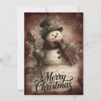 Charme vintage bonhomme de neige et houx
