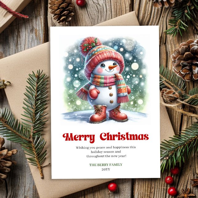 Cartes Pour Fêtes Annuelles Charming Christmas snowman classic kids greeting  (Charming Christmas snowman classic kids greeting Holiday Card )
