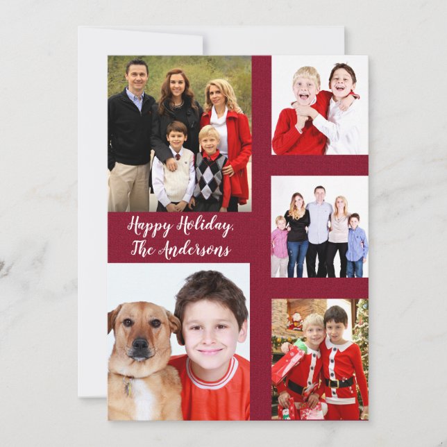 Cartes Pour Fêtes Annuelles Charming Holiday Famille Photo Collage Monogramme (Devant)