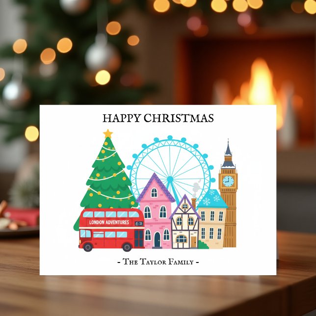 Cartes Pour Fêtes Annuelles Charming London Christmas City Scene Holiday Card (Charming London Christmas City Scene Holiday Post Card)