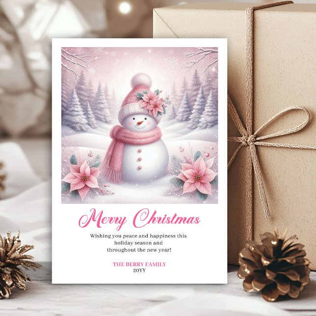 Cartes Pour Fêtes Annuelles Charming Pinkmas Editable Winter Scene Christmas  (Charming Pinkmas Editable Winter Scene Christmas Greeting Card

)