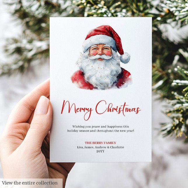 Cartes Pour Fêtes Annuelles Charming Santa Claus Red Green Rustic Holiday Card (Charming Santa Claus Red Green Rustic Holiday Card)