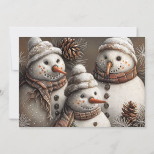 Cartes Pour Fêtes Annuelles Charming Snowmen avec Accent Parties scintillant e