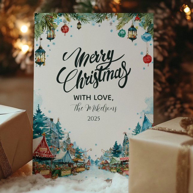 Cartes Pour Fêtes Annuelles Charming Snowy Cottages Noël (Créateur téléchargé)