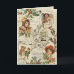 Cartes Pour Fêtes Annuelles Charming Vintage Noël Ephemera Collage<br><div class="desc">Collage de Noël festif et charmant avec des vignettes de mignons enfants souriants habillés pour l'hiver, de la musique et du texte de Noël, des illustrations gravées de Père Noël, des bas accrochés au foyer, des sprigs de pin saint et d'hiver sur un arrière - plan en parchemin en détresse....</div>