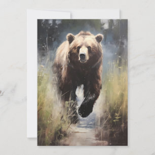Cartes Pour Fêtes Annuelles Chasse à l'ours grizzli le long du ruisseau