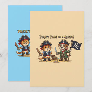 Cartes Pour Fêtes Annuelles Chasse au trésor de chat et chien pirate mignons