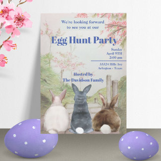 Cartes Pour Fêtes Annuelles Chasse aux Oeufs Cute Bunnies Pâques