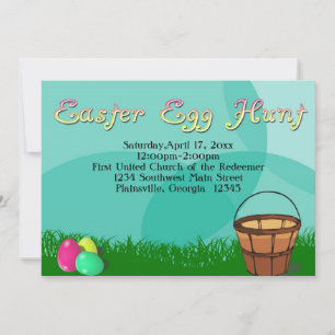 Cartes Pour Fêtes Annuelles Chasse aux oeufs de Pâques, 3 oeufs avec panier