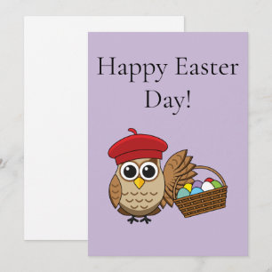 Cartes Pour Fêtes Annuelles Chasse aux œufs de Pâques de hibou drôle   Personn