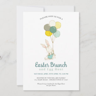 Cartes Pour Fêtes Annuelles Chasse aux oeufs de Pâques et Brunch avec lapin