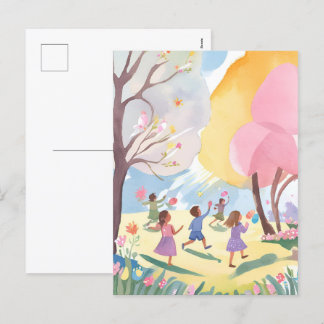 Cartes Pour Fêtes Annuelles Chasse aux œufs de Pâques pastel Fleurie Aquarelle