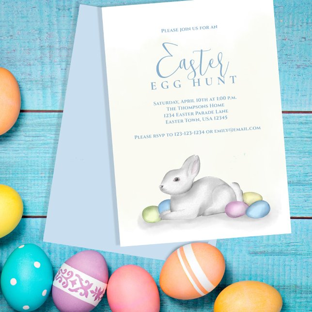 Cartes Pour Fêtes Annuelles Chasse aux oeufs Pastel de Pâques Aquarelle (Easter egg hunt watercolor pastel springtime invitation.)
