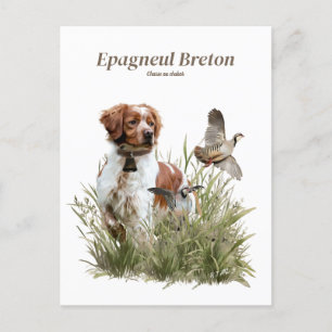 Cartes Pour Fêtes Annuelles Chasse avec un chien breton, Art