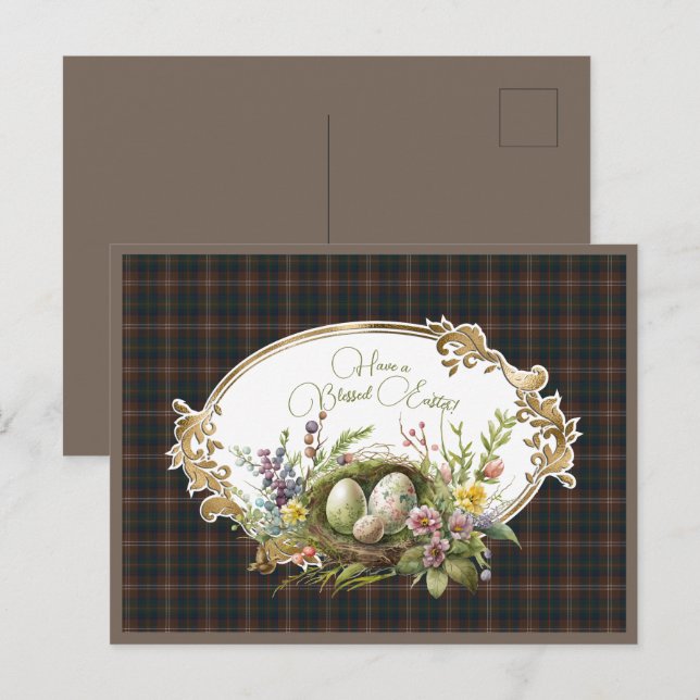 Cartes Pour Fêtes Annuelles Chasse Chisholm Tartan écossais moderne Pâques (Devant / Derrière)