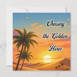 Cartes Pour Fêtes Annuelles Chasser l'heure dorée Désert Couché d'Aesthetic