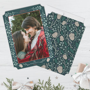 Cartes Pour Fêtes Annuelles Chasseur botanique moderne Green 2024 Photo de Noë