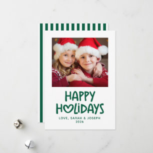 Cartes Pour Fêtes Annuelles Chasseur Vert Fantaisiste Coeur Famille Photo Joye