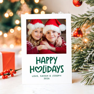 Cartes Pour Fêtes Annuelles Chasseur Vert Fantaisiste Coeur Famille Photo Joye