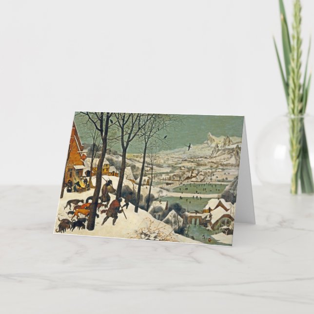 Cartes Pour Fêtes Annuelles Chasseurs dans la neige (Devant)