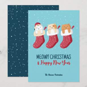 Cartes Pour Fêtes Annuelles Chat amusant Vacances hivernales Meowny Noël