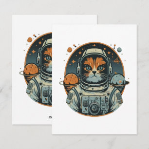 Cartes Pour Fêtes Annuelles Chat-astronaute sur les Astéroïdes