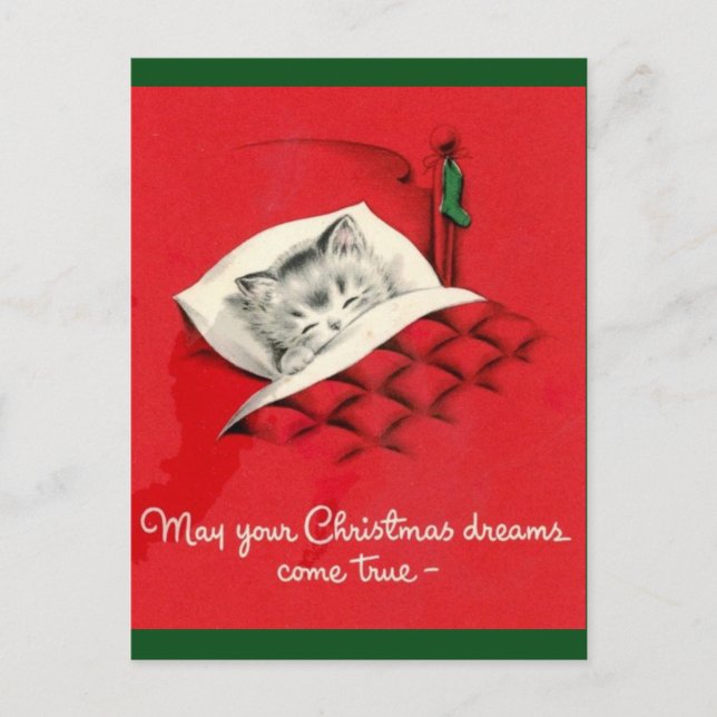 Cartes Pour Fêtes Annuelles Chat au lit à Noël (Devant)