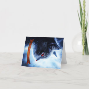 Cartes Pour Fêtes Annuelles Chat aux Yeux Rouges