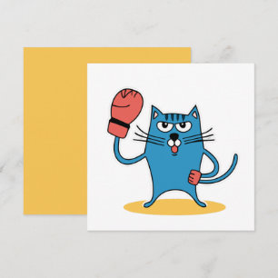 Cartes Pour Fêtes Annuelles Chat avec gants de boxe