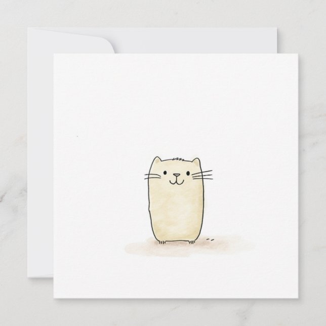Cartes Pour Fêtes Annuelles Chat Beige Aquarelle Cute (Devant)