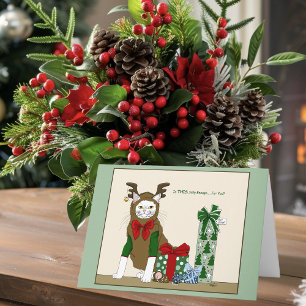 Cartes Pour Fêtes Annuelles Chat blanc Noël Joyeux Drôle