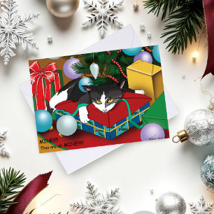 Cartes Pour Fêtes Annuelles Chat cadeau de Noël