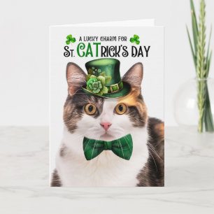 Cartes Pour Fêtes Annuelles Chat calico drôle St CATrick's Day Porte-bonheur