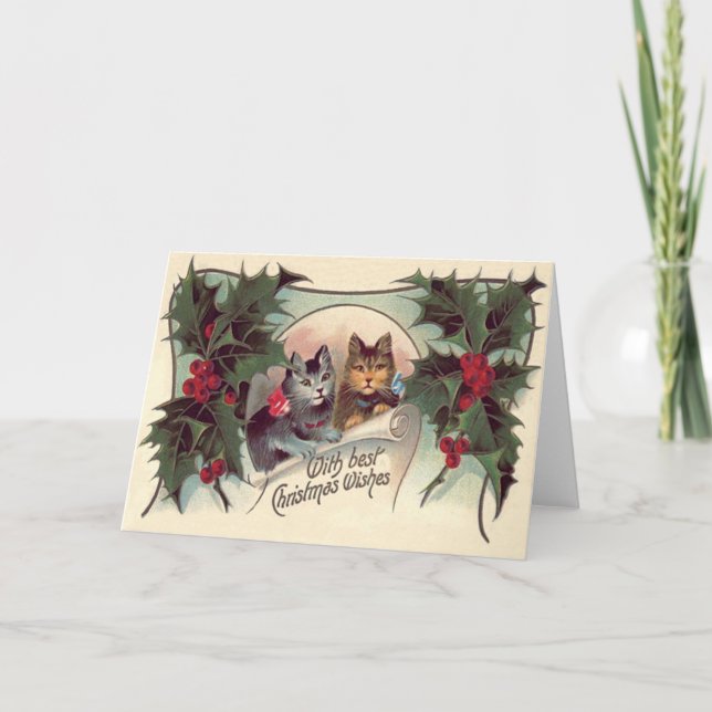 Cartes Pour Fêtes Annuelles Chat Chaton Holly (Devant)