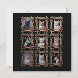 Cartes Pour Fêtes Annuelles Chat Chaton Noël Maman Chat Papa Chat Vintage 