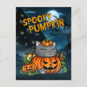 Cartes Pour Fêtes Annuelles Chat Citrouille Éffrayant Halloween