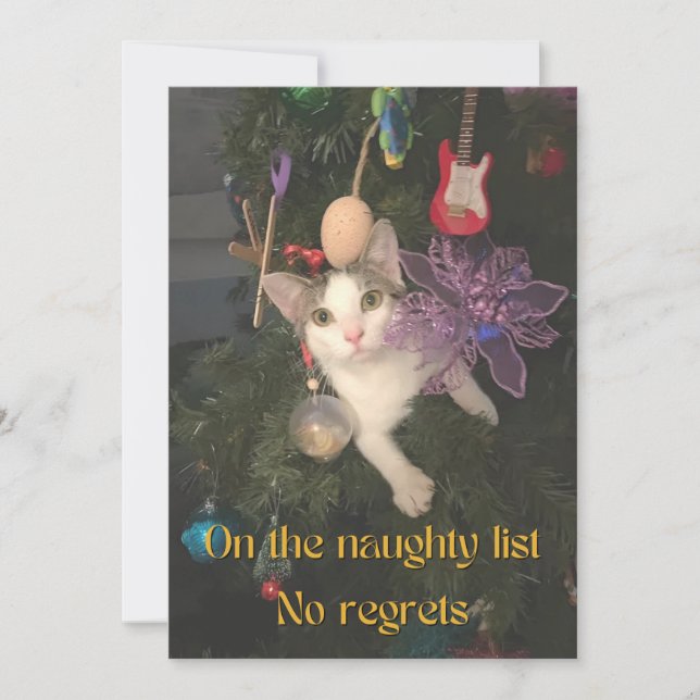 Cartes Pour Fêtes Annuelles Chat coquin dans l'appartement de Noël (Devant)
