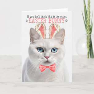 Cartes Pour Fêtes Annuelles Chat court blanc coupe lapin de Pâques Kits