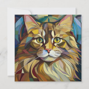 Cartes Pour Fêtes Annuelles Chat Cubisme IA